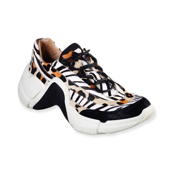 Mark Nason Neo Block Mix Up Sneakers Calf Hair Animal Print Size 6.5